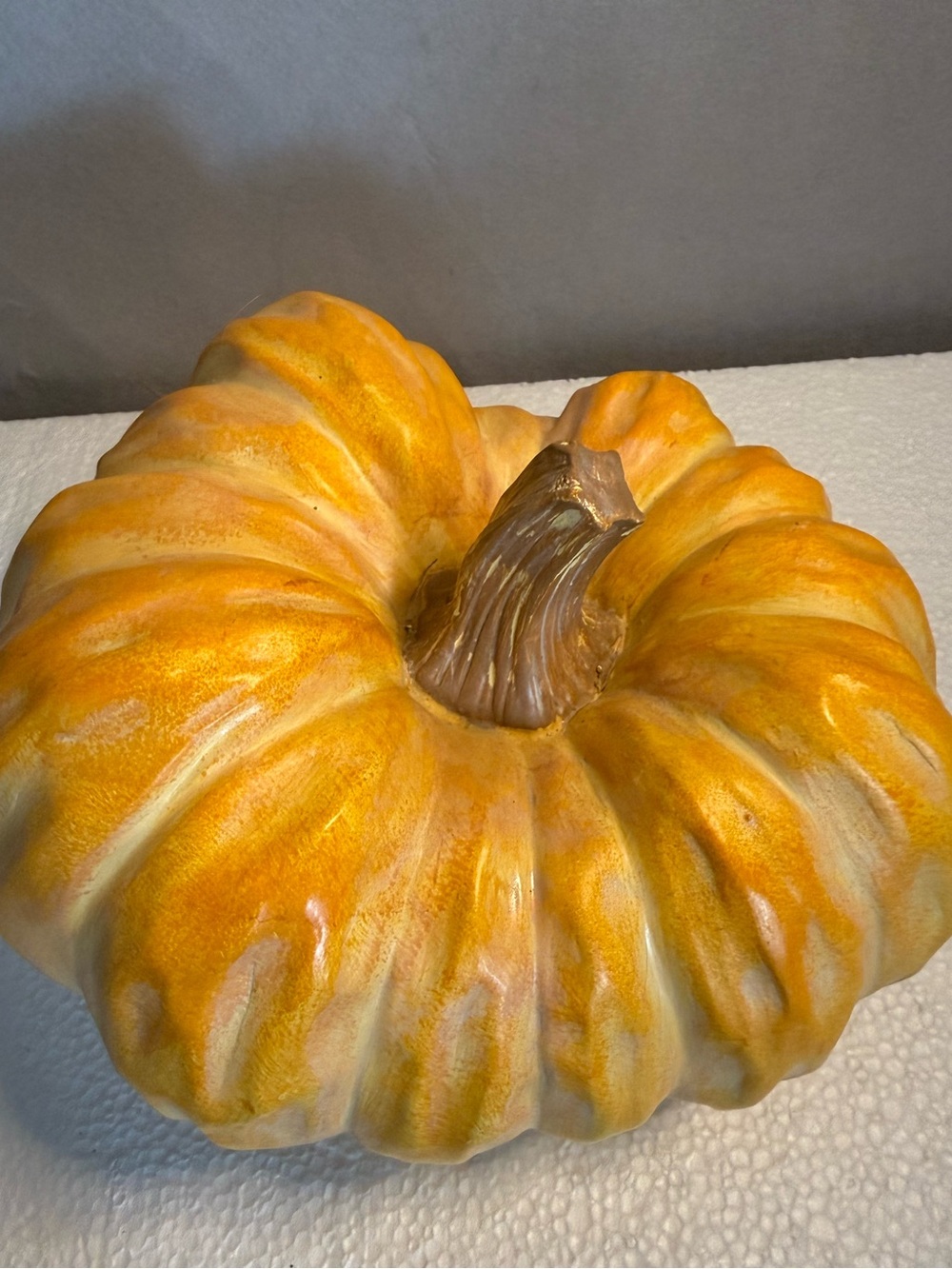 Orange Irregular Shaped Resin Pumpkin Decor 7 inches Realistic Fall Halloween